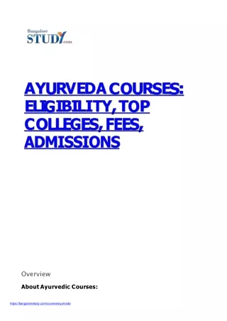 List of Ayurveda Courses in India