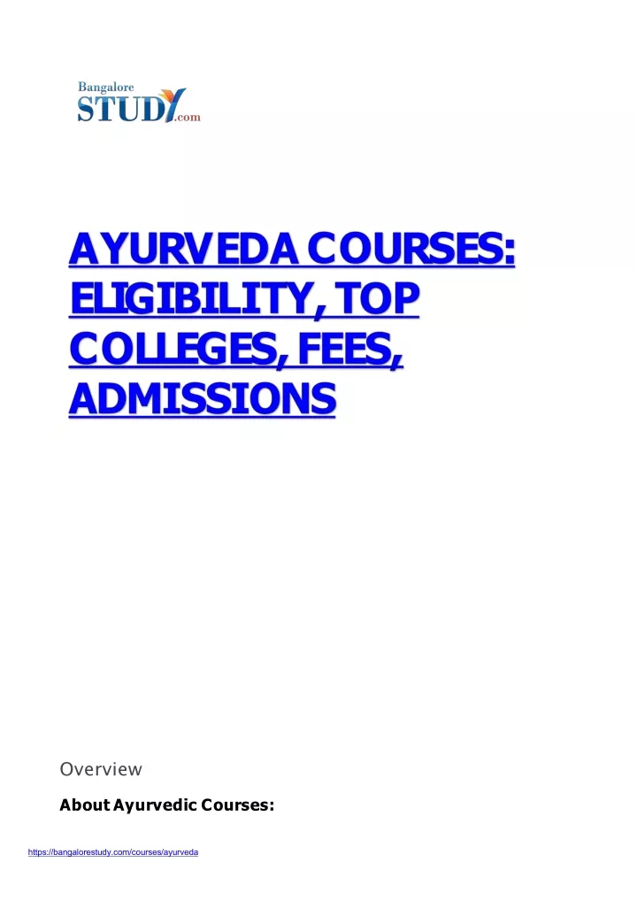 PPT List of Ayurveda Courses in India PowerPoint Presentation