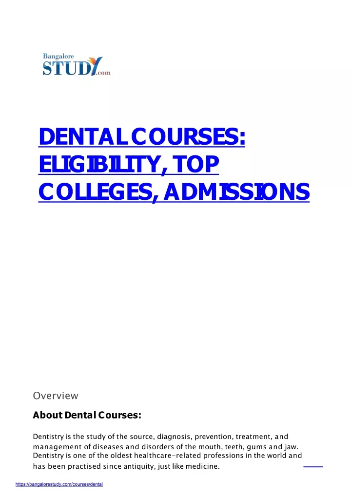 dental courses eligibility top colleges admissions
