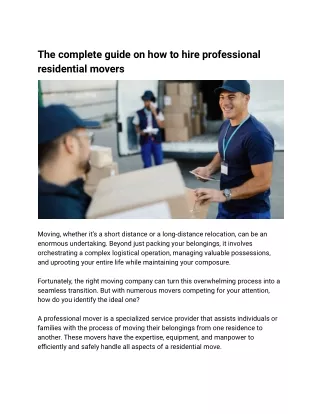 The Complete Guide to Excelling in Your Local Residential Move