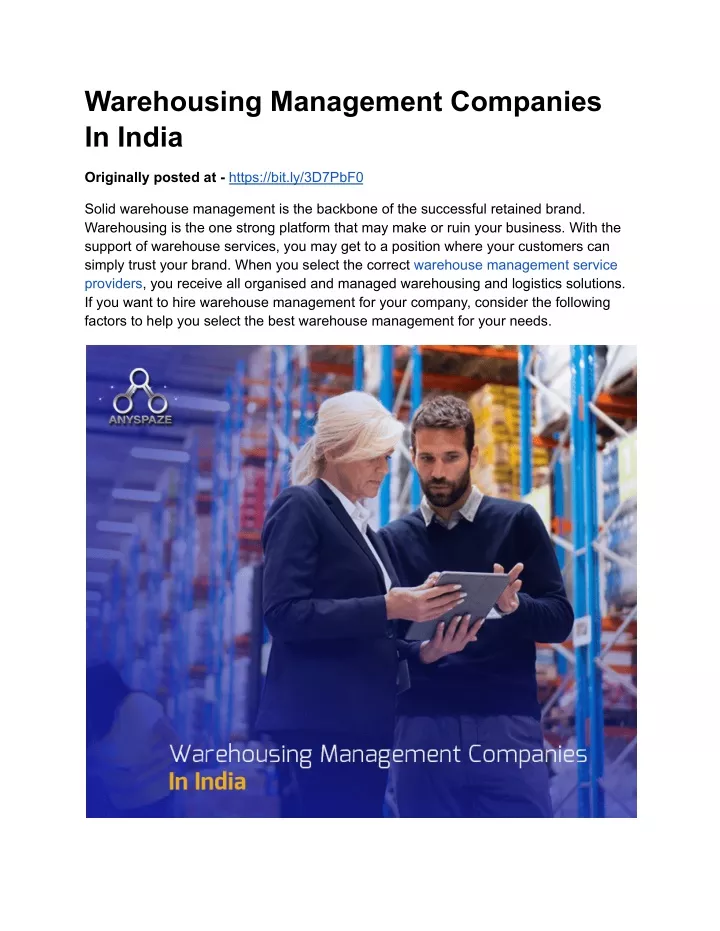 warehousing management companies in india
