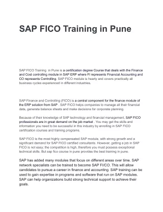 SAP FICO Training in Pune