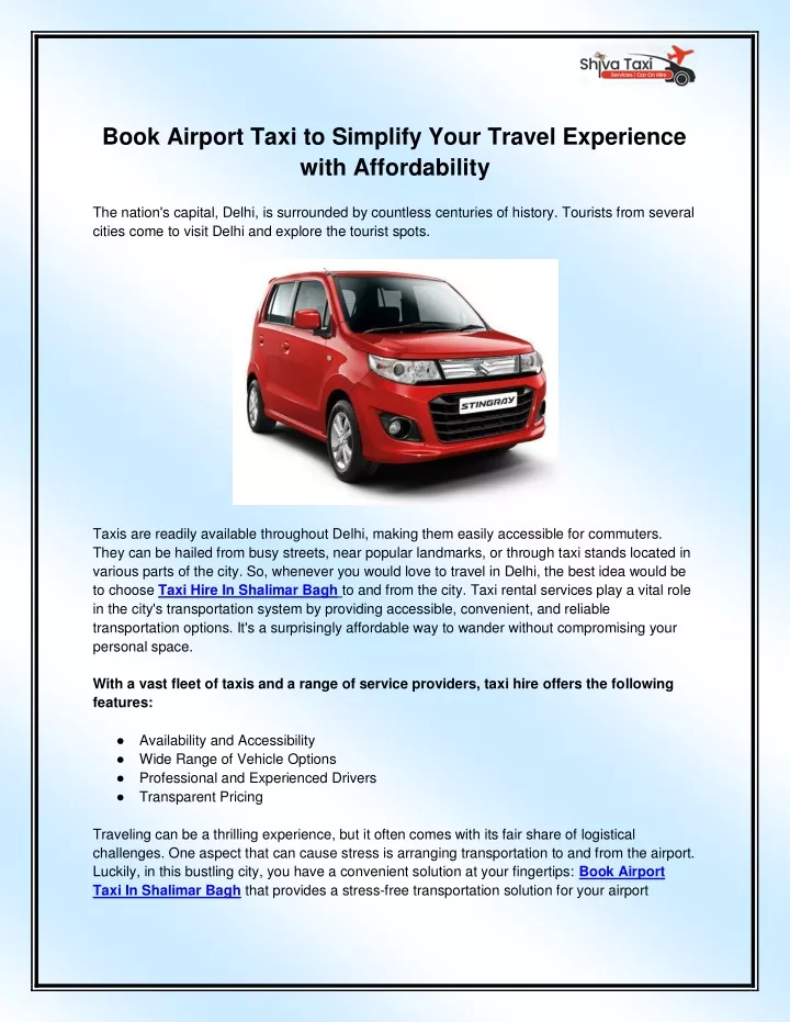 book airport taxi to simplify your travel