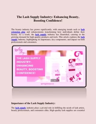 The Lash Supply Industry: Enhancing Beauty, Boosting Confidence!