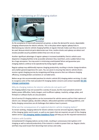 tips for maintaining an ev charging station