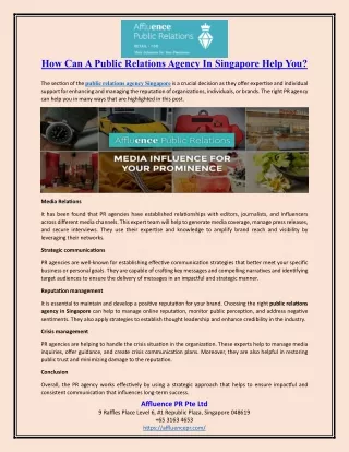 How Can A Public Relations Agency In Singapore Help You