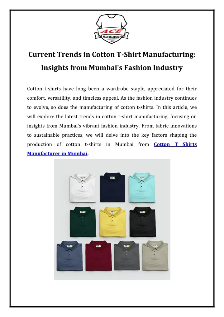 current trends in cotton t shirt manufacturing