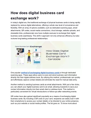 How does digital business card exchange work
