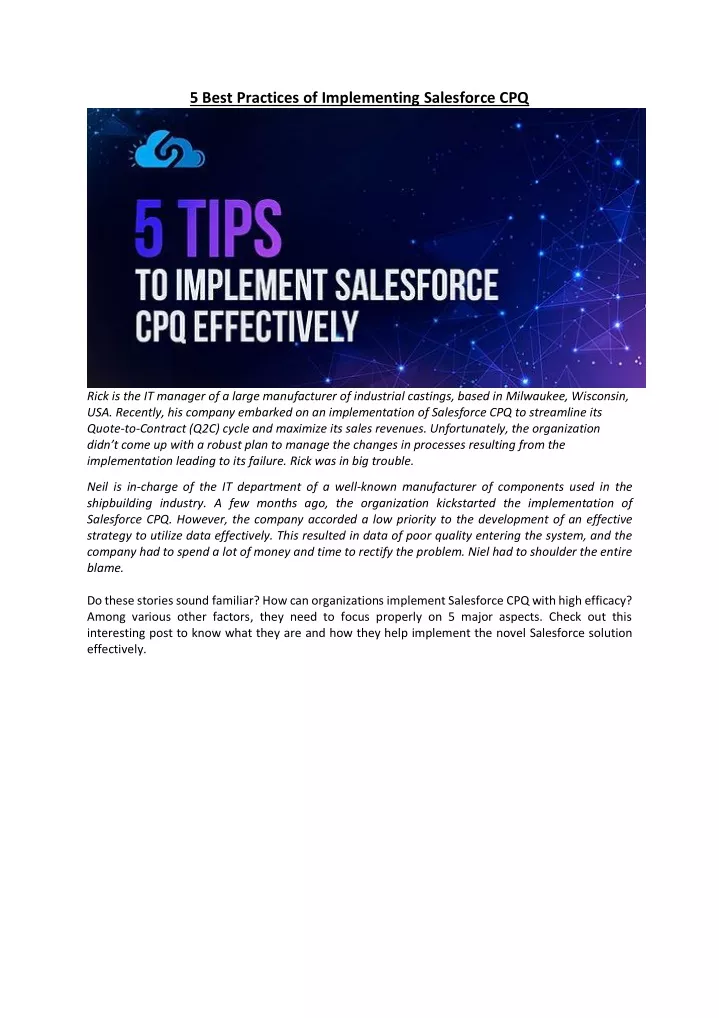 5 best practices of implementing salesforce cpq