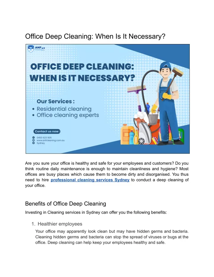 office deep cleaning when is it necessary