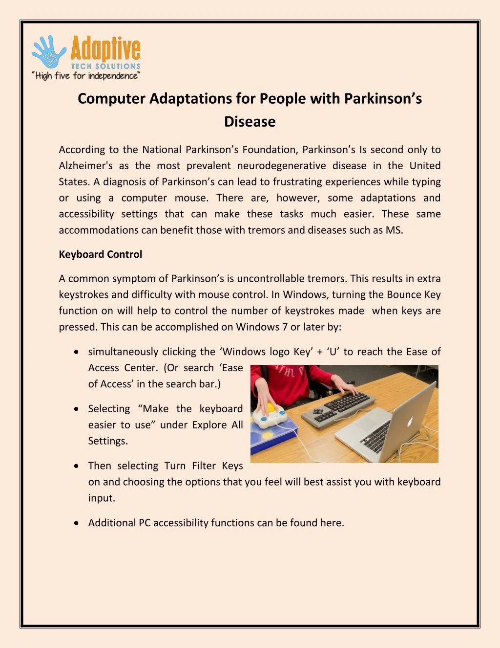 PPT - Computer Adaptations for People with Parkinson’s Disease ...