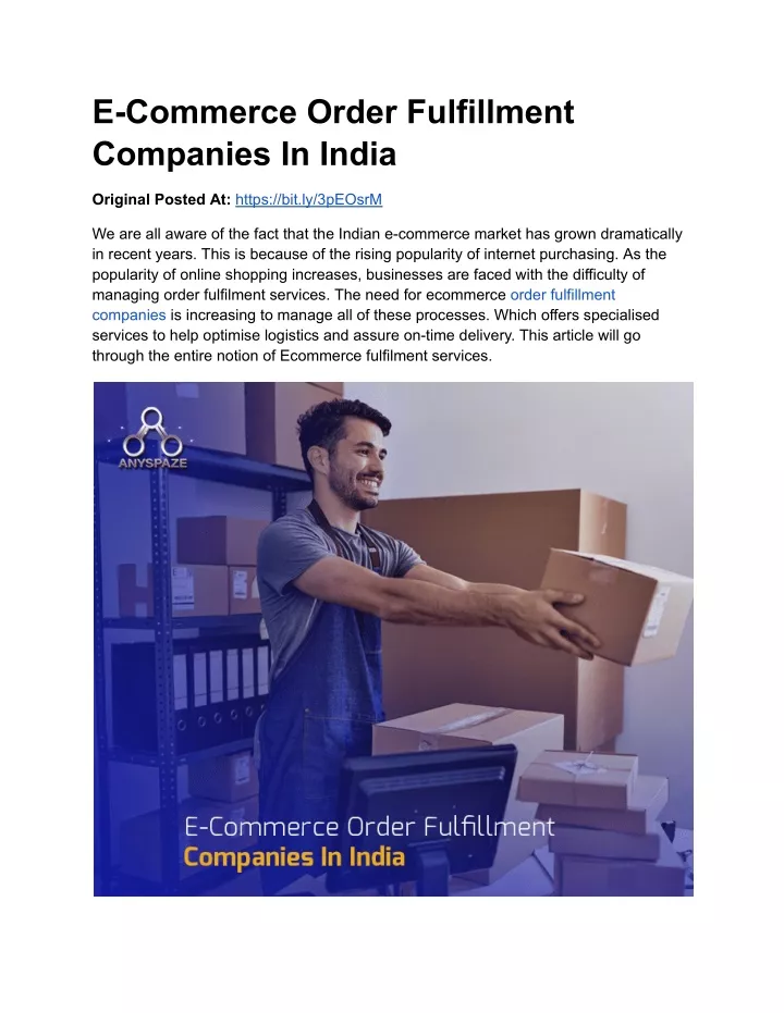 e commerce order fulfillment companies in india
