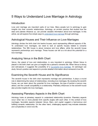 5 Ways to Understand Love Marriage in Astrology