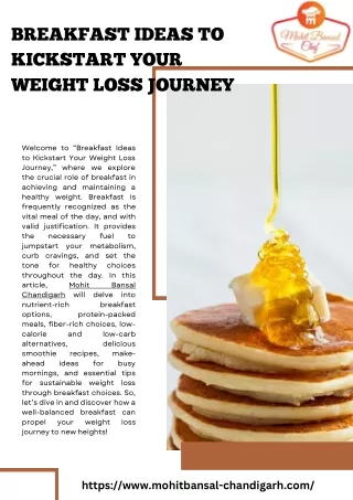 Breakfast Ideas to Kickstart Your Weight Loss Journey By Mohit Bansal Chandigarh