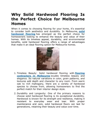 Why Solid Hardwood Flooring Is the Perfect Choice for Melbourne Homes