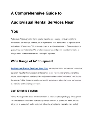 A Comprehensive Guide to Audiovisual Rental Services Near You