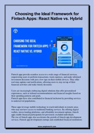 choosing the ideal framework for fintech apps