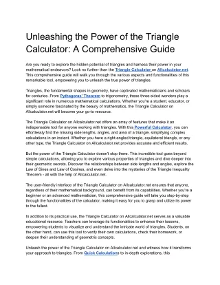 Title_ Unleashing the Power of the Triangle Calculator_ A Comprehensive Guide