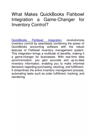 what makes quickbooks fishbowl integration a game