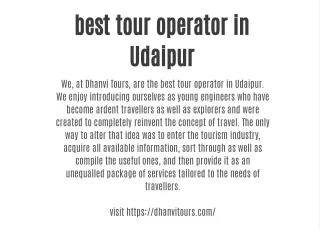 best tour operator in Udaipur