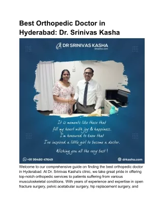 Bone Specialist in Hyderabad - kasha