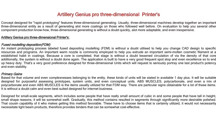 artillery genius pro three dimensional printer