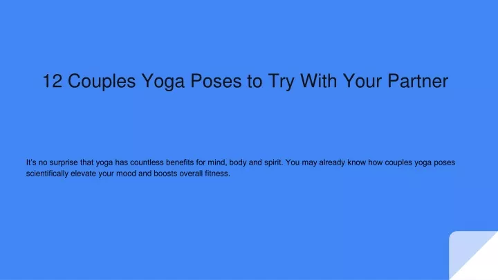 12 couples yoga poses to try with your partner