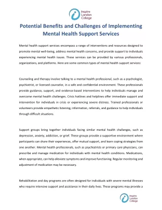 Potential Benefits and Challenges of Implementing Mental Health Support Services