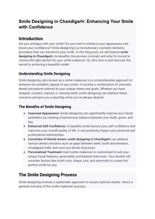 smile designing in chandigarh enhancing your