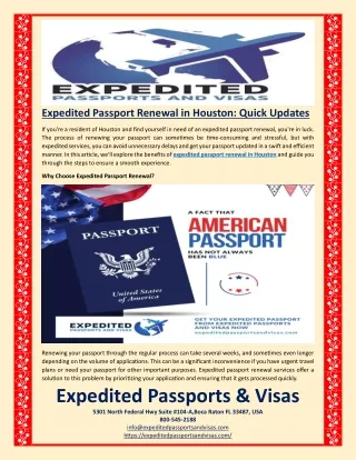 Expedited Passport Renewal in Houston Quick Updates