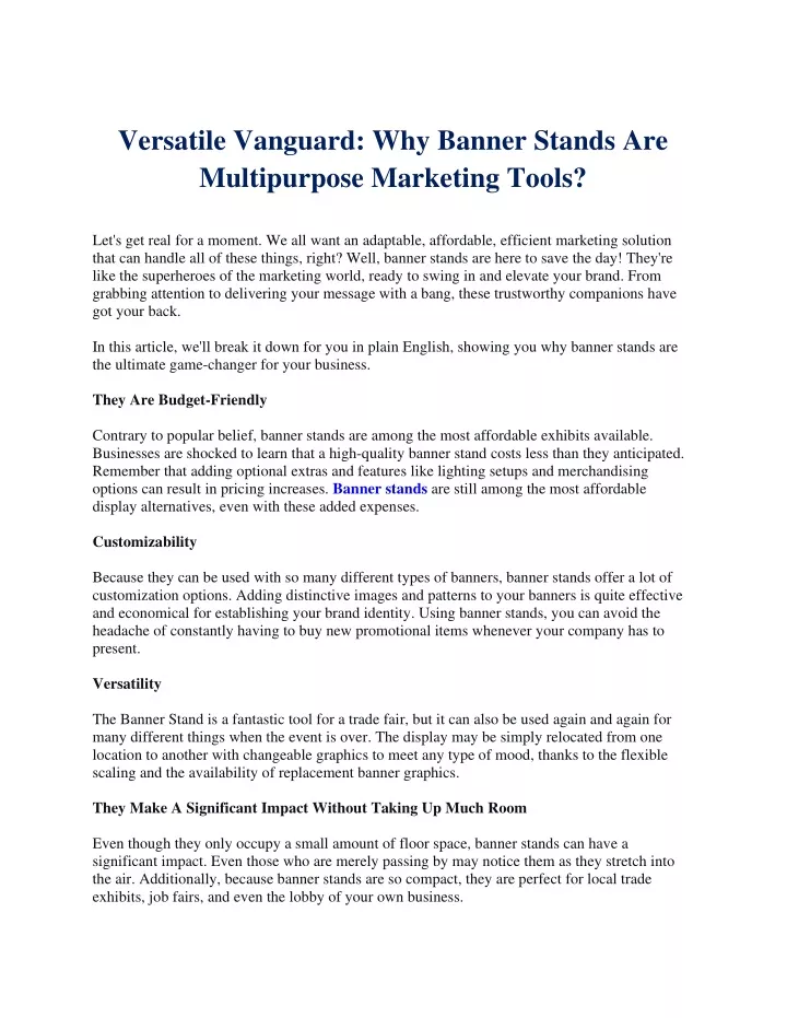 versatile vanguard why banner stands
