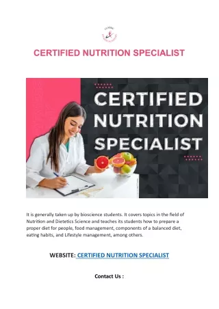 Certified nutrition course