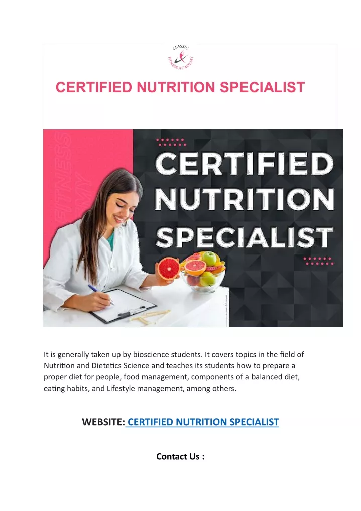 certified nutrition specialist