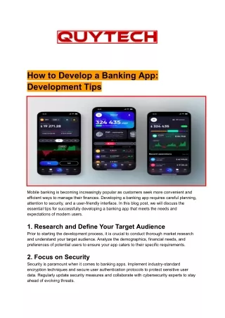 how to develop a banking app development tips