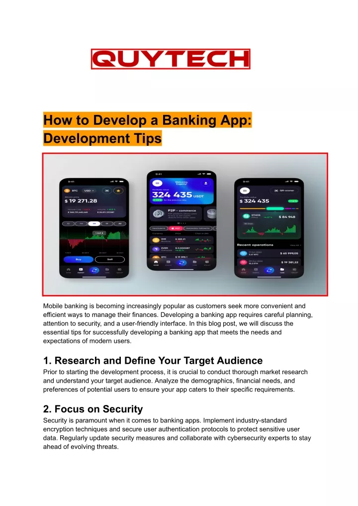 how to develop a banking app development tips