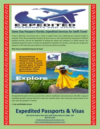 Same Day Passport Florida Expedited Services for Swift Travel