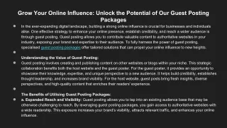 Grow Your Online Influence: Unlock the Potential of Our Guest Posting Packages
