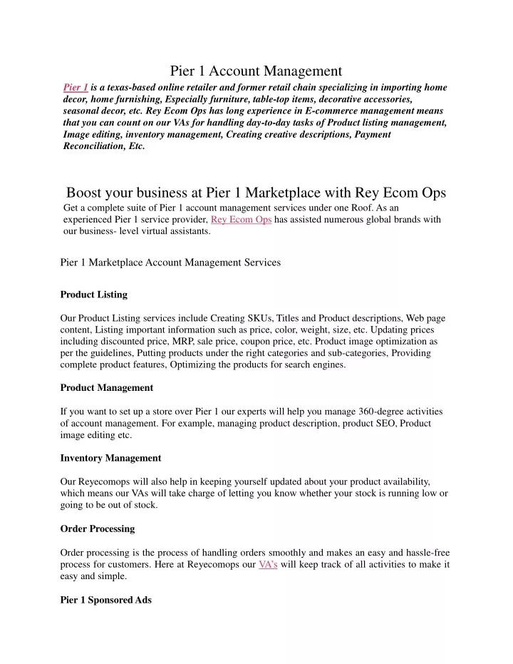 pier 1 account management pier 1 is a texas based