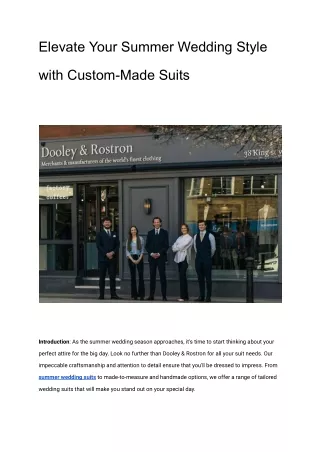 Elevate Your Summer Wedding Style with Custom-Made Suits