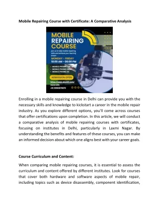 Mobile Repairing Course with Certificate: A Comparative Analysis