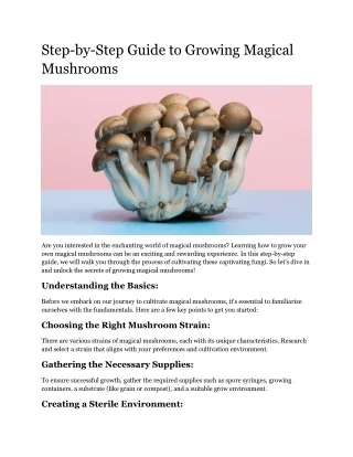 Step-by-Step Guide to Growing Magical Mushrooms