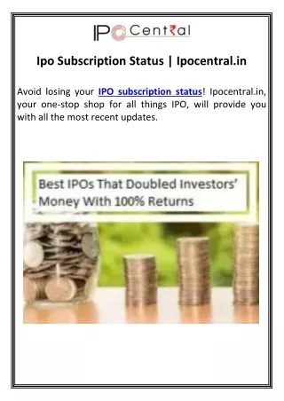 Ipo Subscription Status | Ipocentral.in