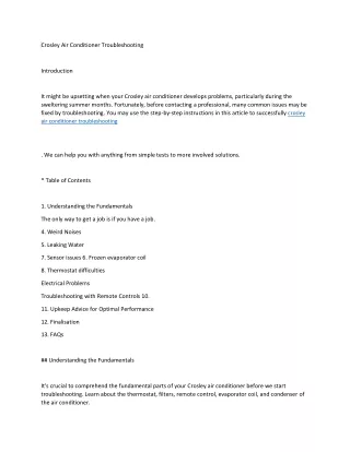 Crosley Air Conditioner Troubleshooting