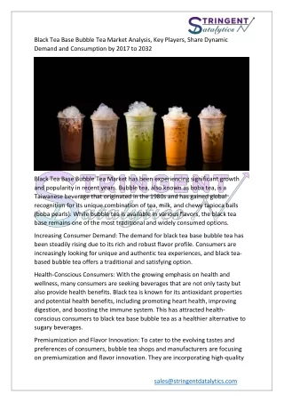 black tea base bubble tea market analysis