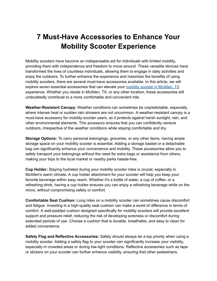7 must have accessories to enhance your mobility