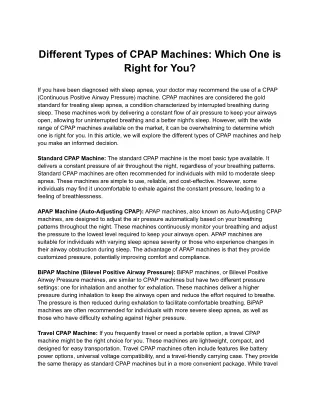 different types of cpap machines which