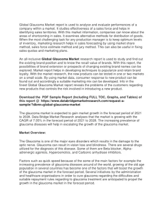 global glaucoma market report is used to analyse