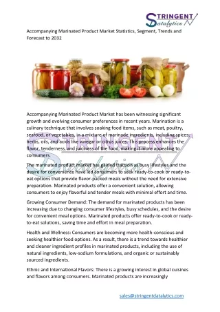 accompanying marinated product market statistics