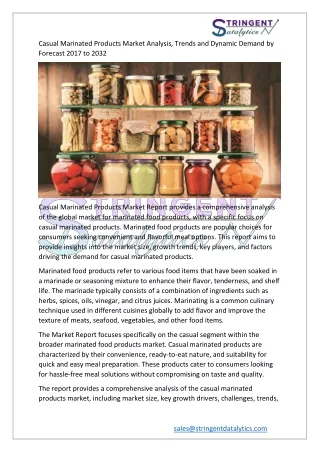 casual marinated products market analysis trends