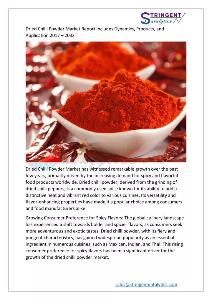 dried chilli powder market report includes